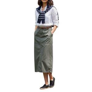 Eddie Bauer Small Petite Green Midi Utility Skirt Elastic Waist Outdoor